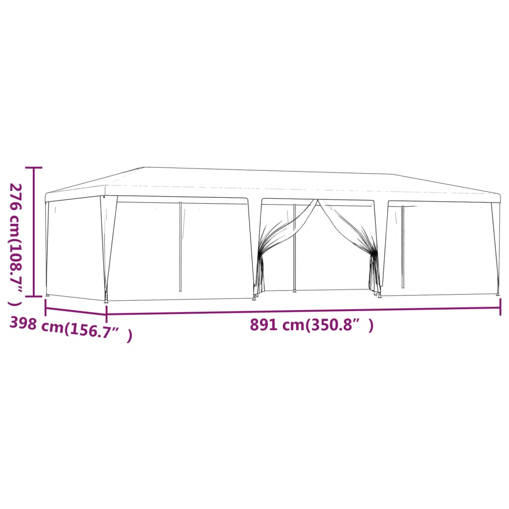 vidaXL Party stan s 8 síťovanými bočnicemi antracitový 9 x 4 m HDPE