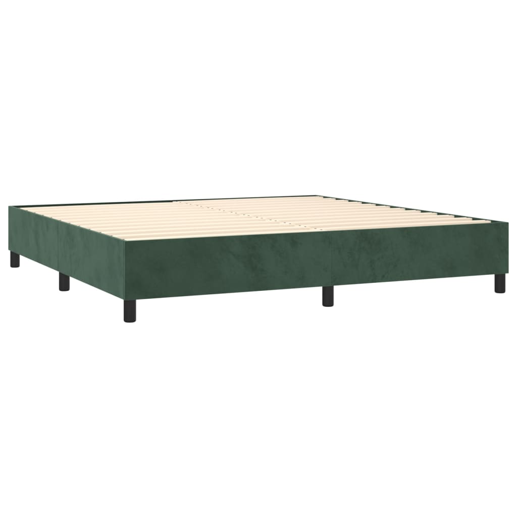 vidaXL Box spring postel s matrací tmavě zelená 200x200 cm samet