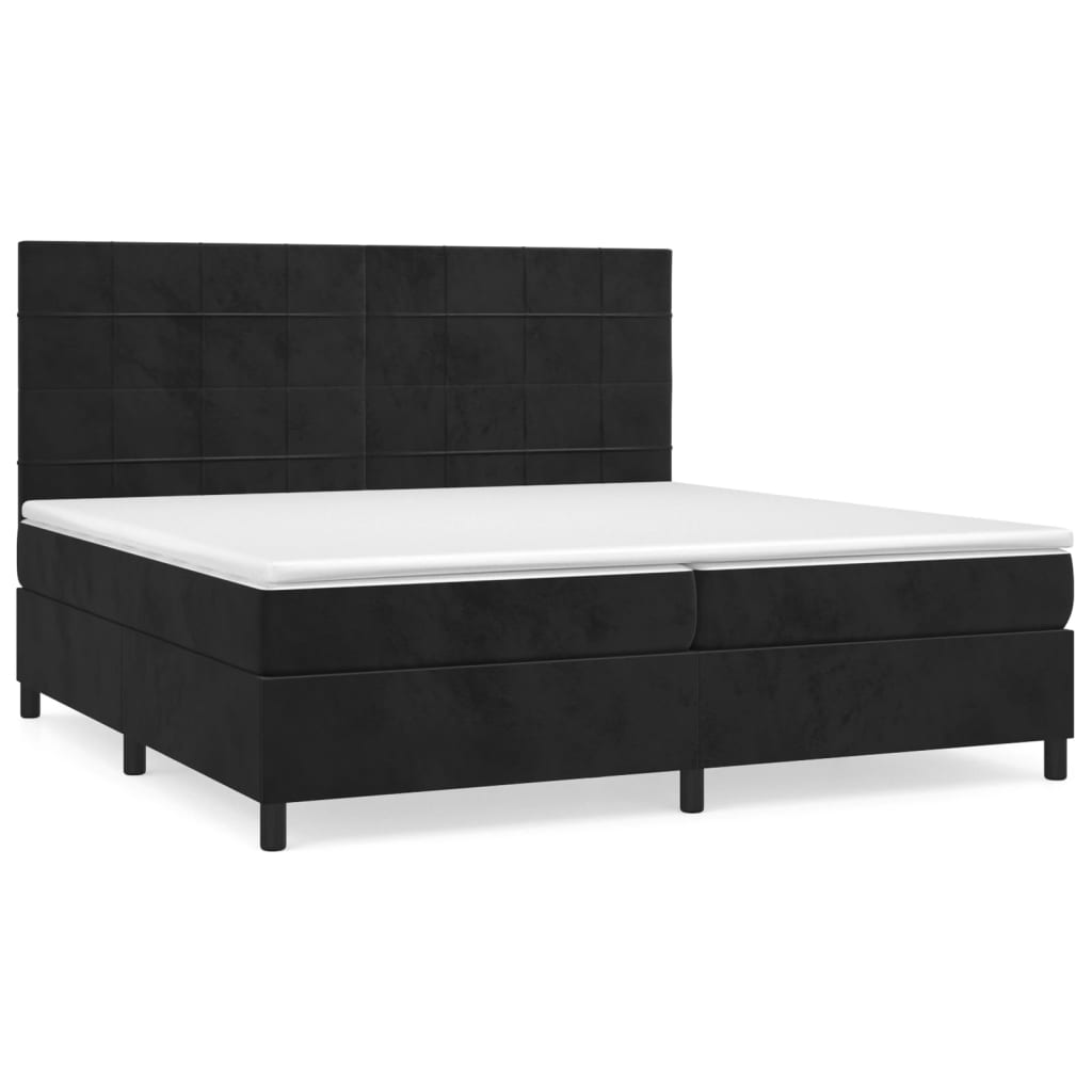 vidaXL Box spring postel s matrací černá 200x200 cm samet