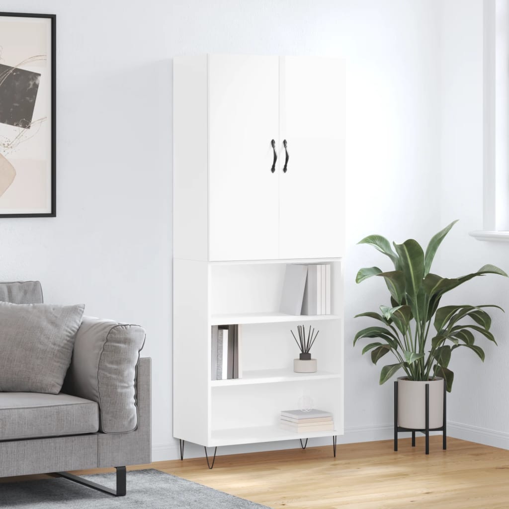 vidaXL Skříň highboard lesklá bílá 69,5 x 34 x 180 cm kompozitní dřevo