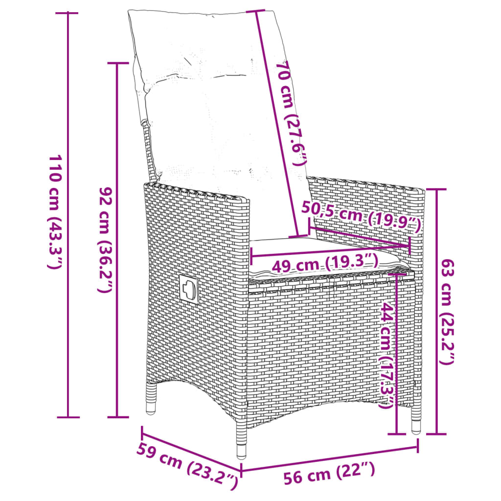 vidaXL 3dílný bistro set s poduškami béžový polyratan