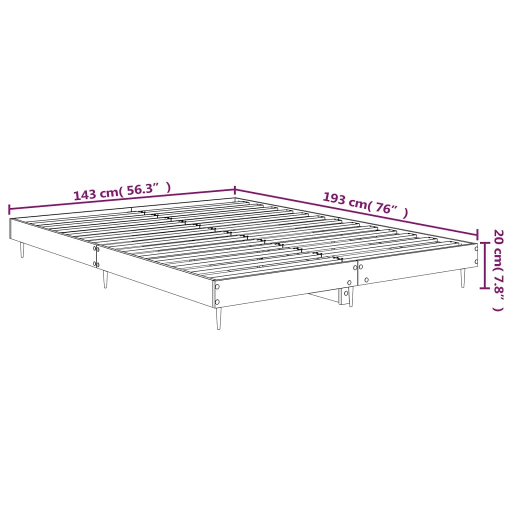 vidaXL Rám postele šedý sonoma 140 x 190 cm kompozitní dřevo