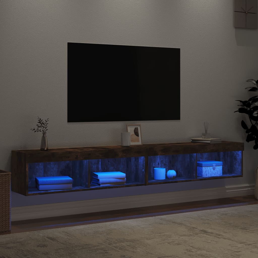 vidaXL TV skříňky s LED osvětlením 2 ks kouřový dub 100 x 30 x 30 cm