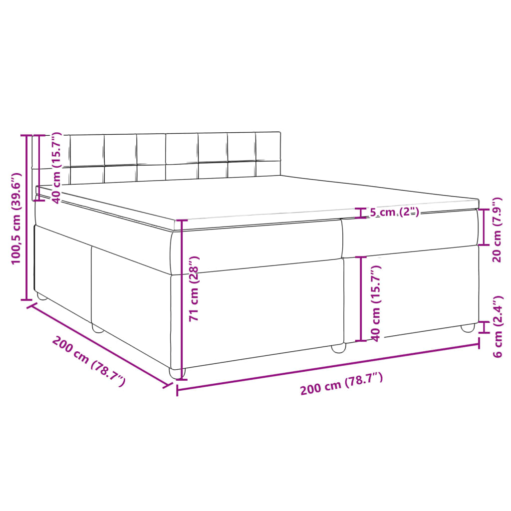 vidaXL Box spring postel s matrací tmavě šedá 200x200 cm textil