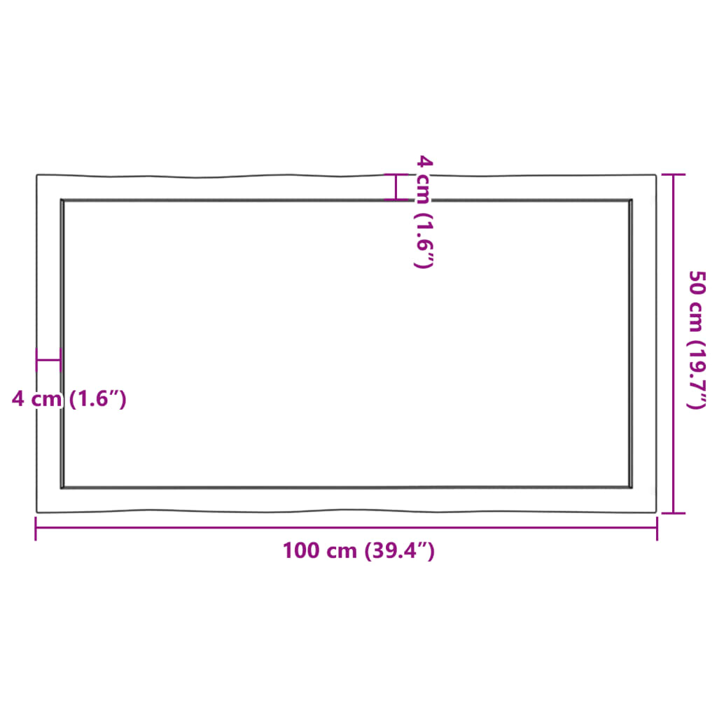 vidaXL Stolní deska tmavě hnědá 100x50x(2-6)cm ošetřený dub živá hrana