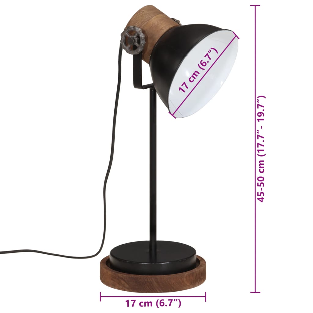 vidaXL Stolní lampa 25 W černá 17 x 17 x 50 cm E27