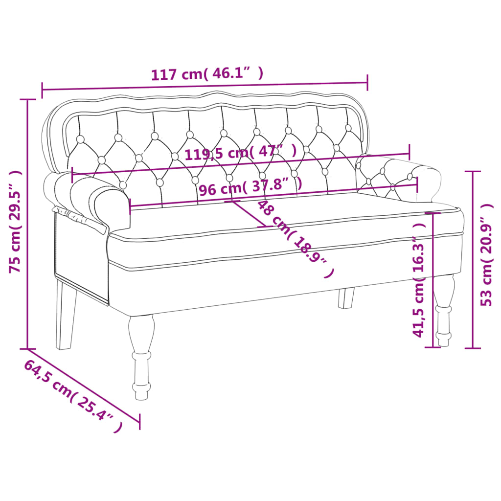 vidaXL Lavice s opěradlem tmavě zelená 119,5 x 64,5 x 75 cm samet