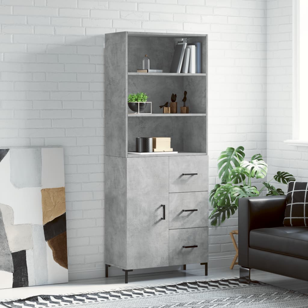 vidaXL Skříň highboard betonově šedá 69,5x34x180 cm kompozitní dřevo