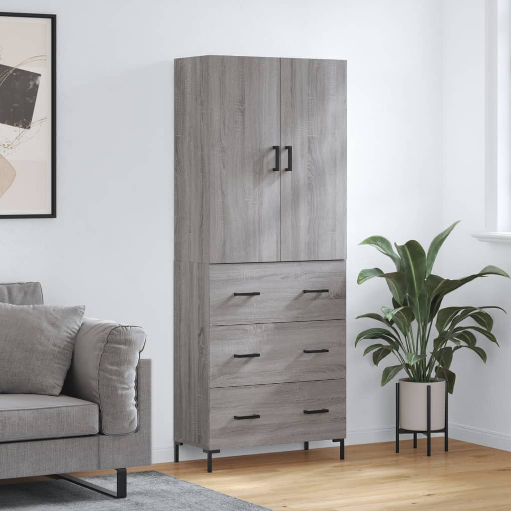 vidaXL Skříň highboard šedá sonoma 69,5 x 34 x 180 cm kompozitní dřevo