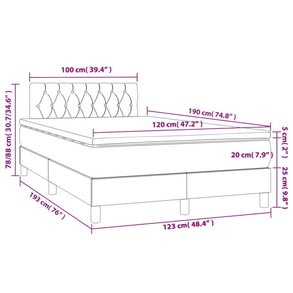 vidaXL Box spring postel s matrací černá 120x190 cm textil