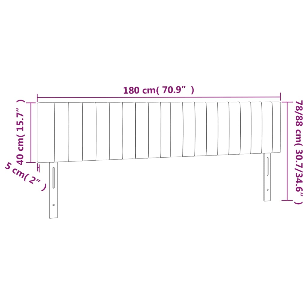 vidaXL Čelo postele s LED černé 180x5x78/88 cm samet