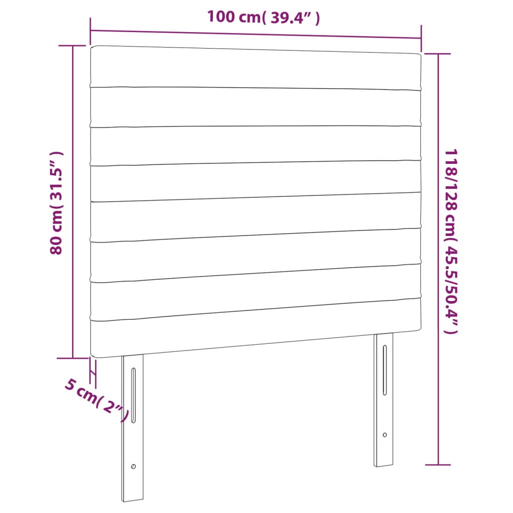 vidaXL Čelo postele s LED růžové 100x5x118/128 cm samet