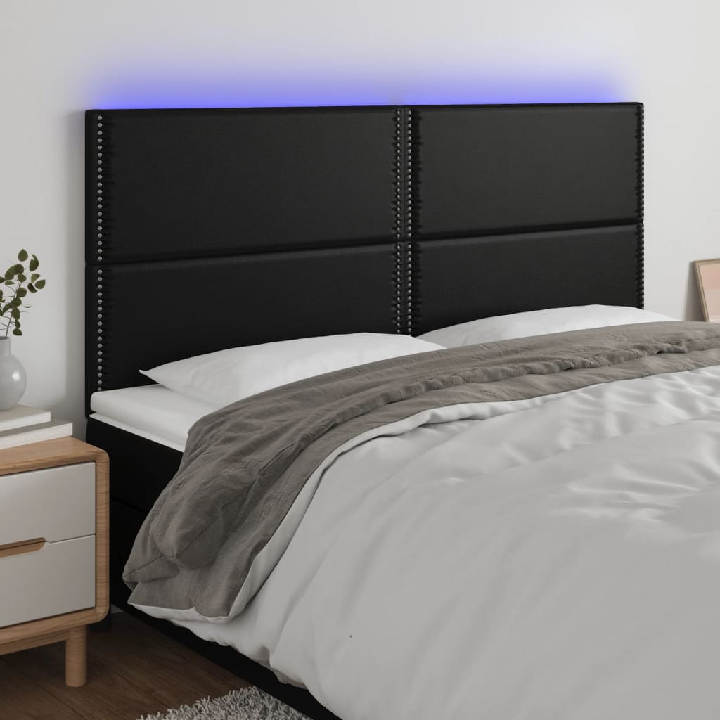 vidaXL Čelo postele s LED černé 160x5x118/128 cm umělá kůže