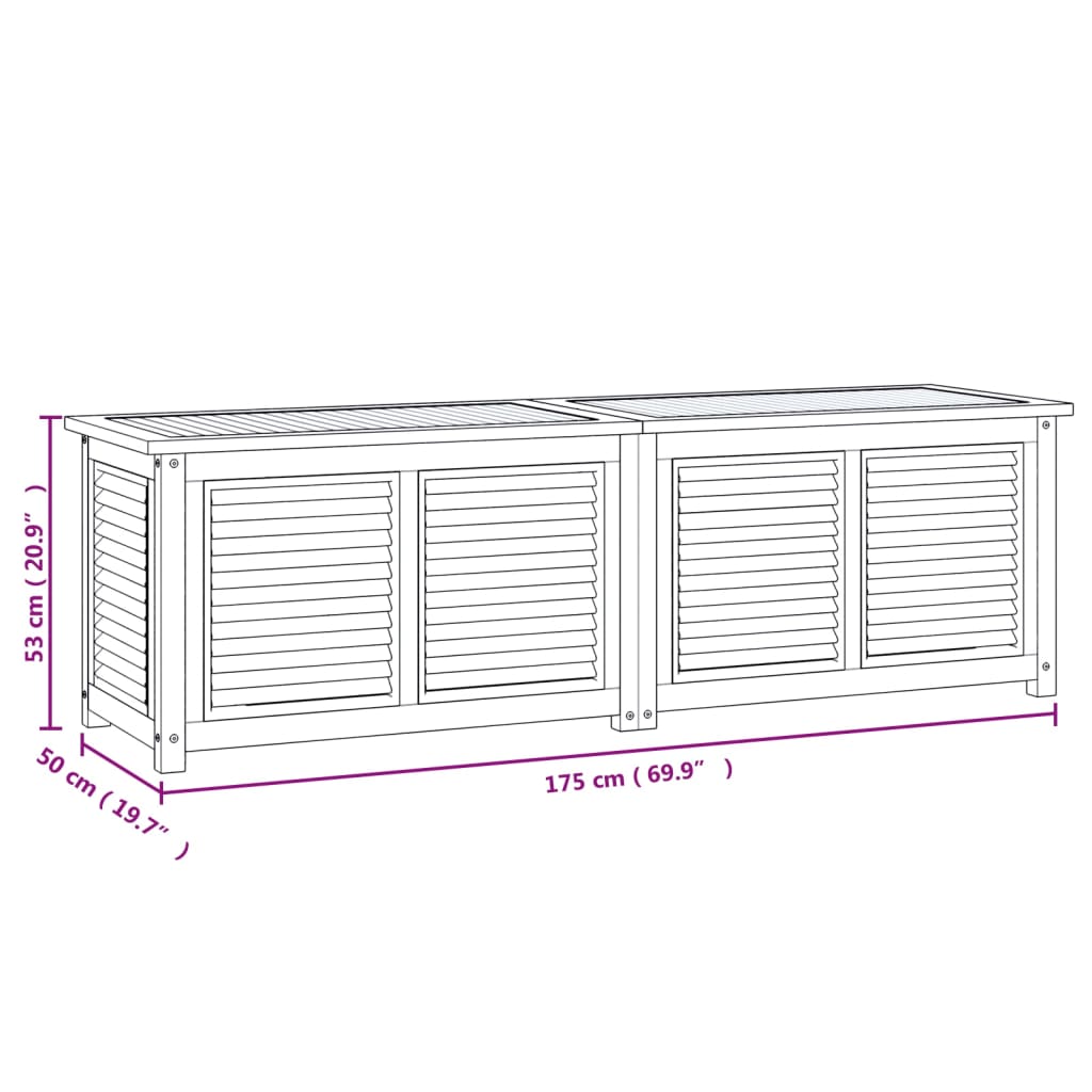 vidaXL Zahradní úložný box s vložkou 175 x 50 x 53 cm masivní teak