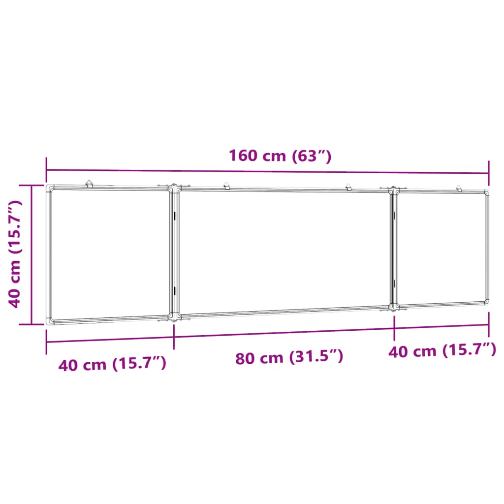 vidaXL Magnetická tabule rozkládací 160 x 40 x 1,7 cm hliník