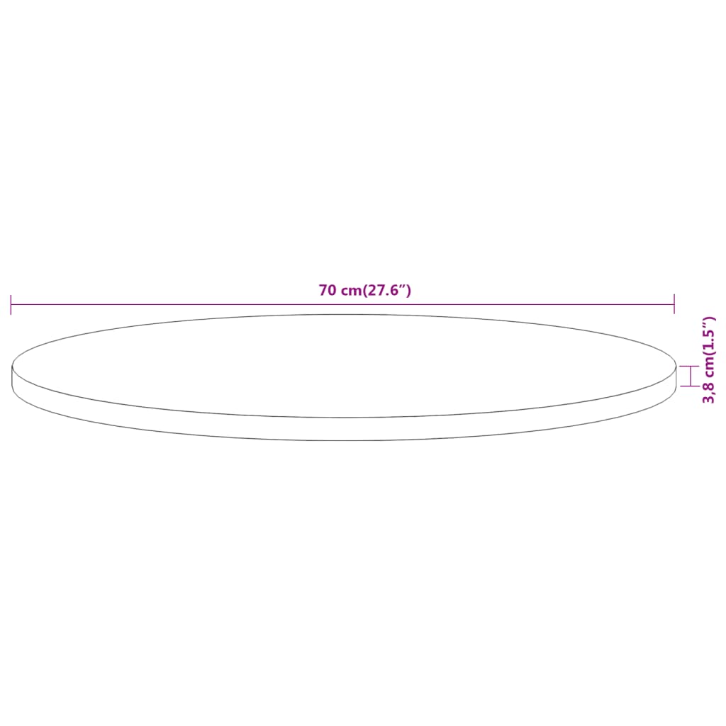 vidaXL Stolní deska Ø 70 x 3,8 cm kulatá masivní akáciové dřevo