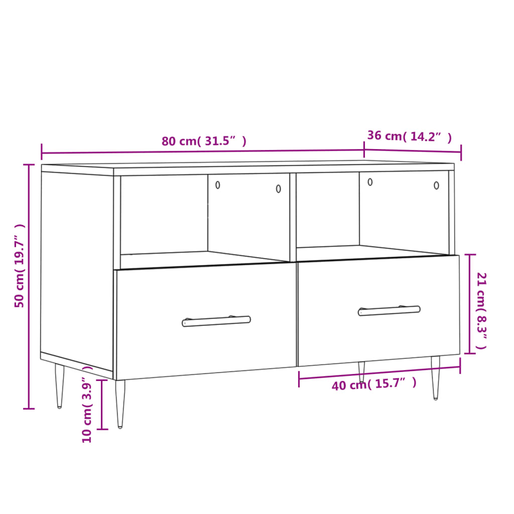 vidaXL TV skříňka bílá s vysokým leskem 80x36x50 cm kompozitní dřevo