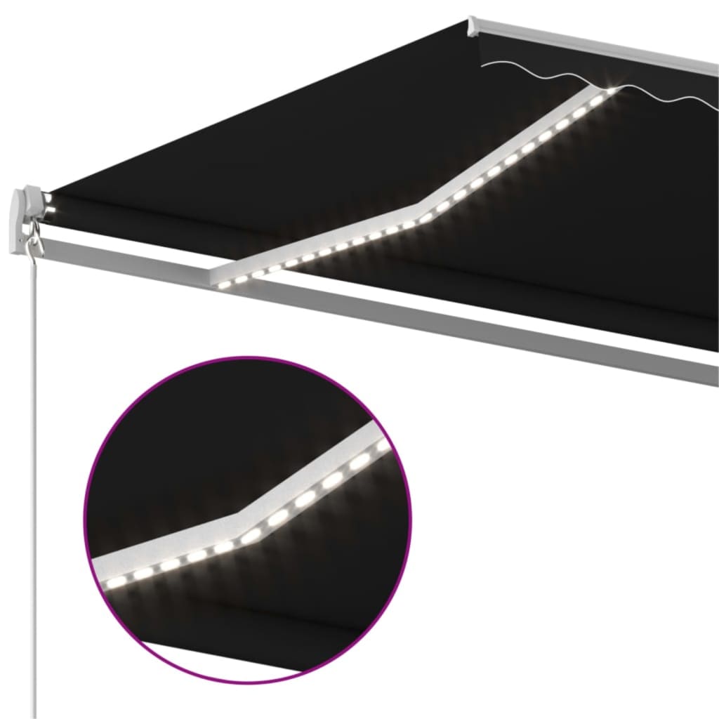 vidaXL Ručně zatahovací markýza s LED světlem 500 x 350 cm antracitová