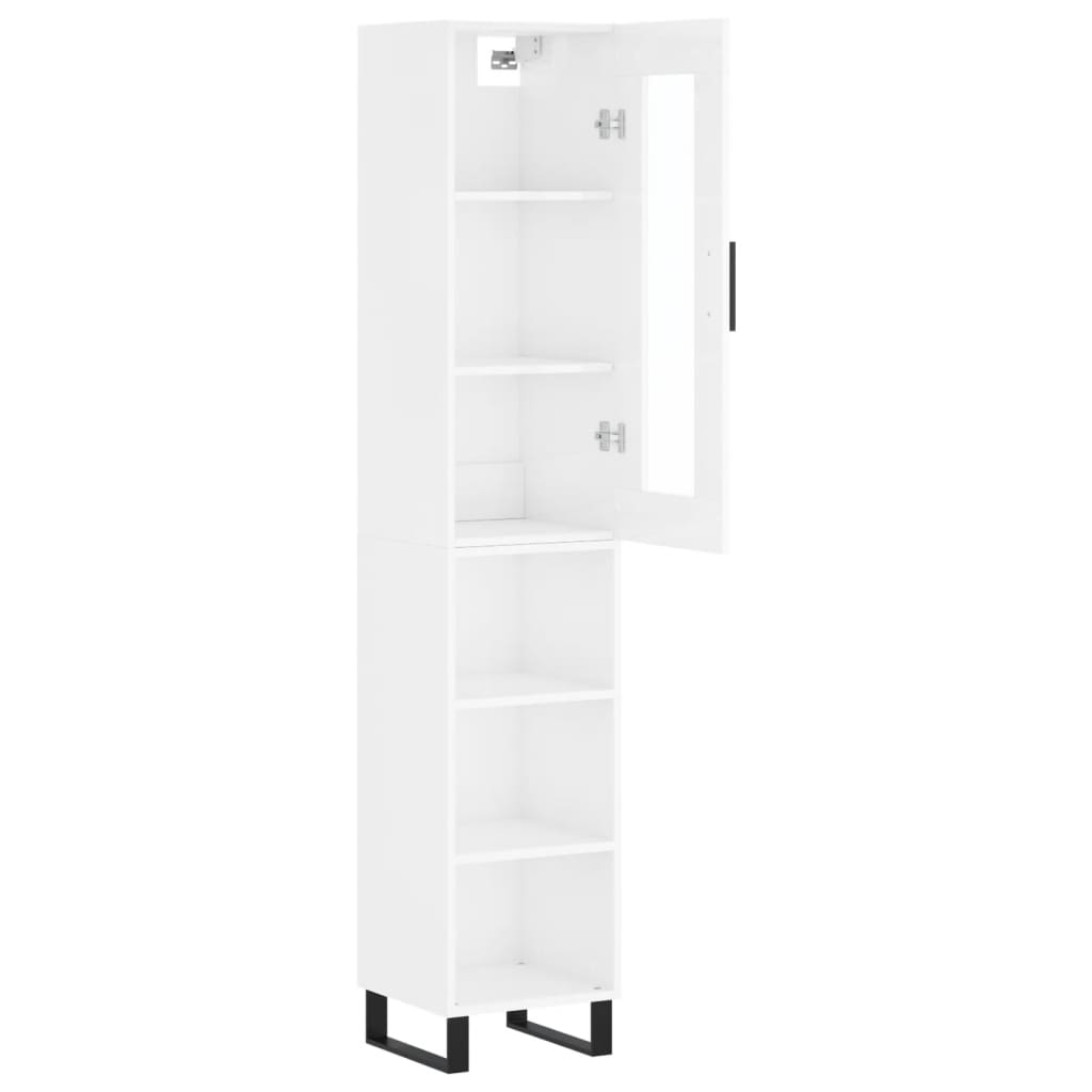 vidaXL Skříň highboard bílá s vysokým leskem 34,5x34x180 cm kompozit