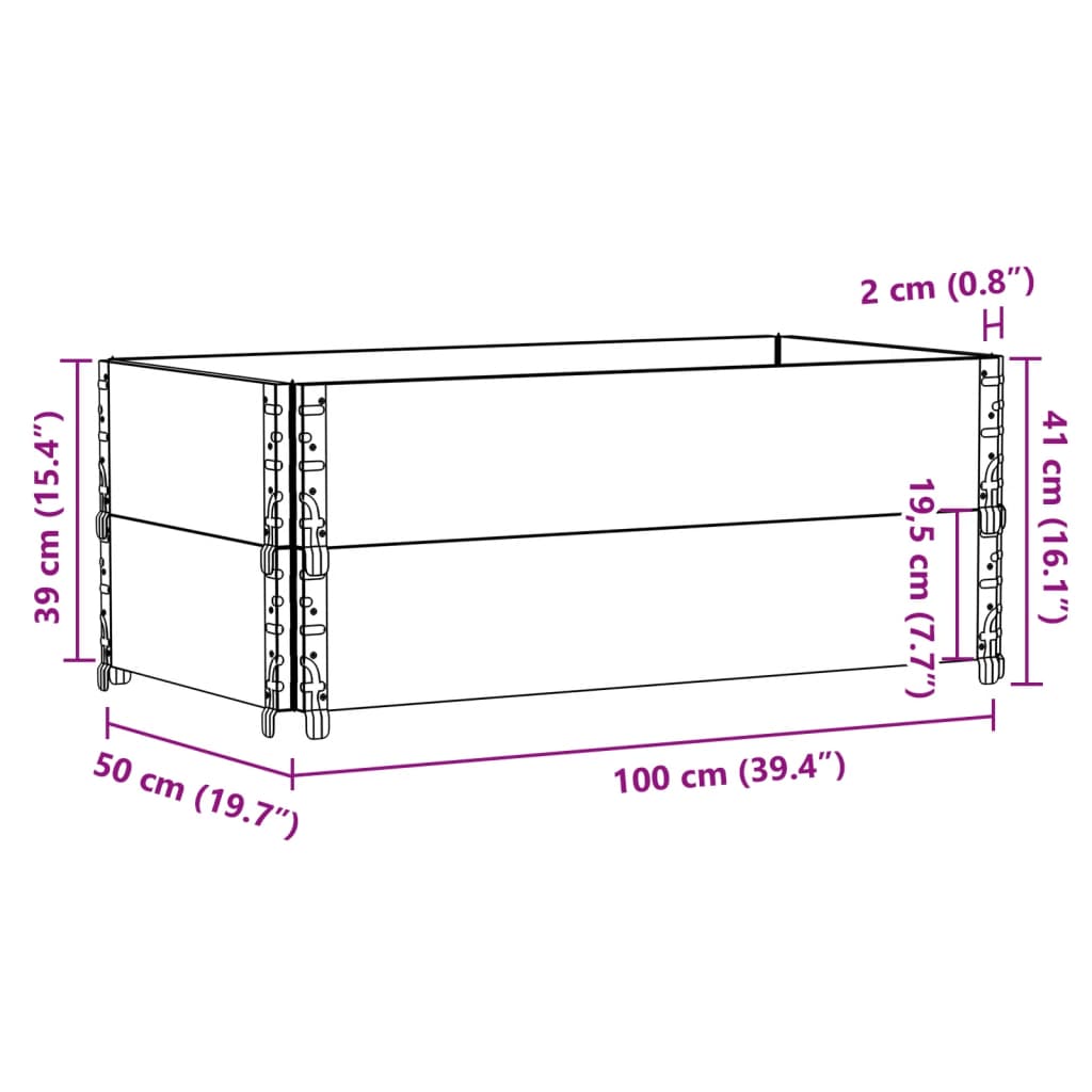 vidaXL Paletové nástavce 2 ks hnědé 100 x 50 cm masivní borové dřevo