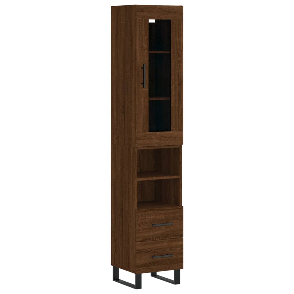 vidaXL Skříň highboard hnědý dub 34,5 x 34 x 180 cm kompozitní dřevo