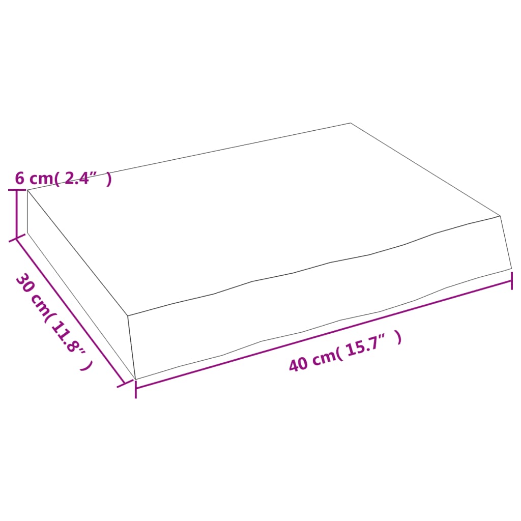 vidaXL Koupelnová deska hnědá 40x30x(2-6) cm ošetřený masivní dřevo