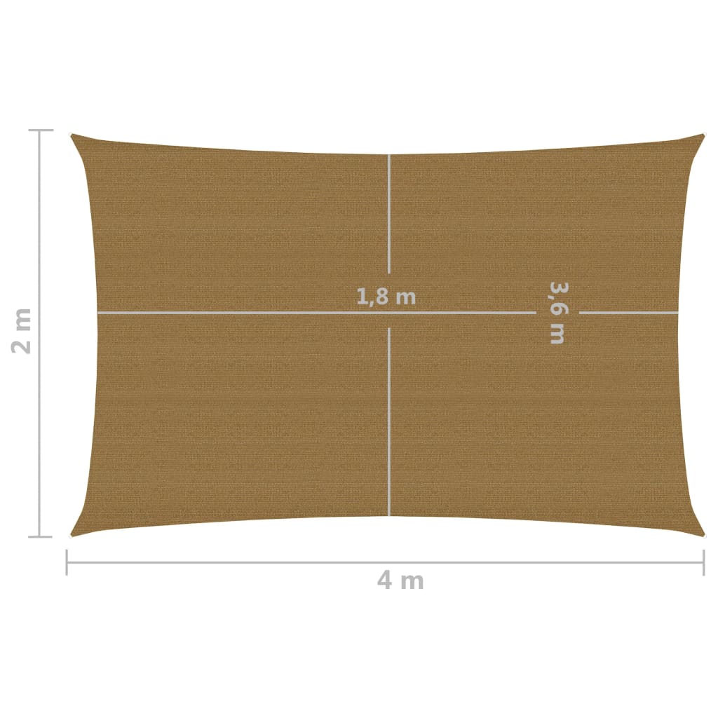 vidaXL Plachta proti slunci 160 g/m² taupe 2 x 4 m HDPE