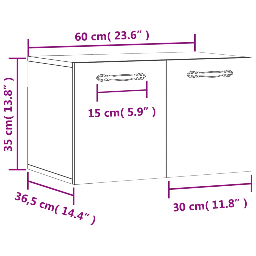 vidaXL Nástěnná skříňka kouřový dub 60 x 36,5 x 35 cm kompozitní dřevo