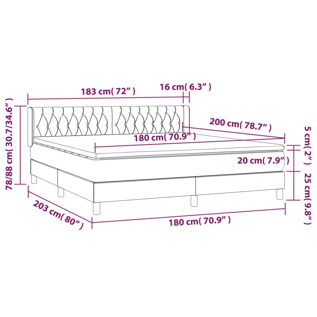 vidaXL Box spring postel s matrací taupe 180x200 cm textil