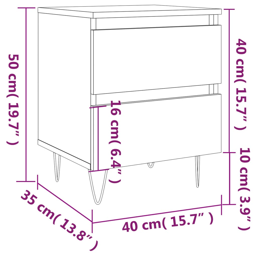 vidaXL Noční stolky 2 ks černé 40 x 35 x 50 cm kompozitní dřevo