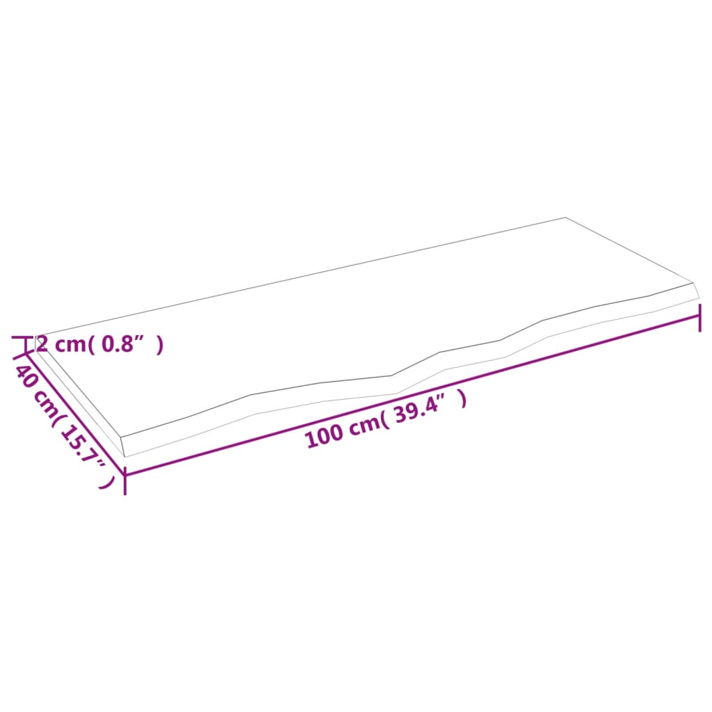 vidaXL Koupelnová deska světle hnědá 100 x 40 x 2 cm ošetřený masiv