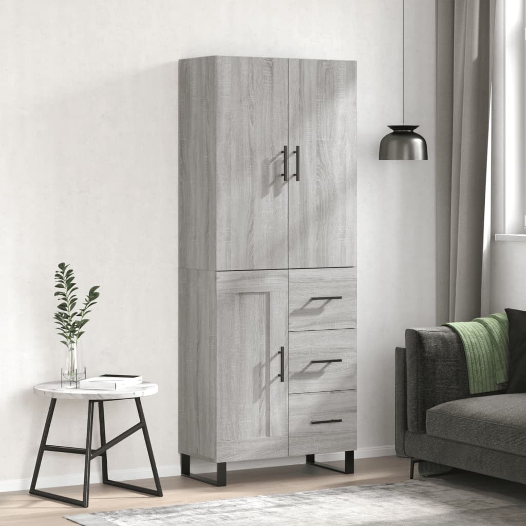 vidaXL Skříň highboard šedá sonoma 69,5 x 34 x 180 cm kompozitní dřevo