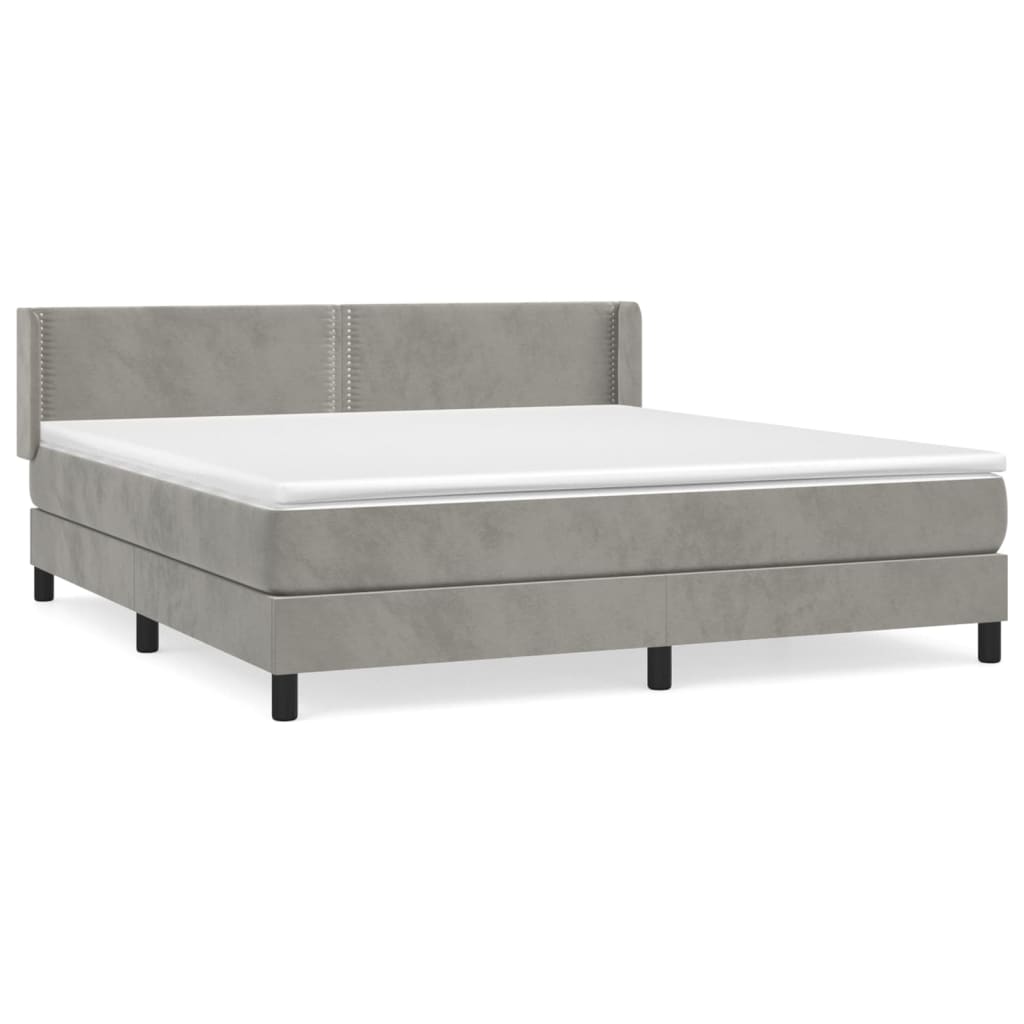 vidaXL Box spring postel s matrací světle šedá 180x200 cm samet