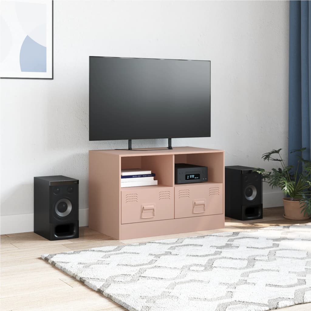 vidaXL TV skříňka růžová 67 x 39 x 44 cm ocel