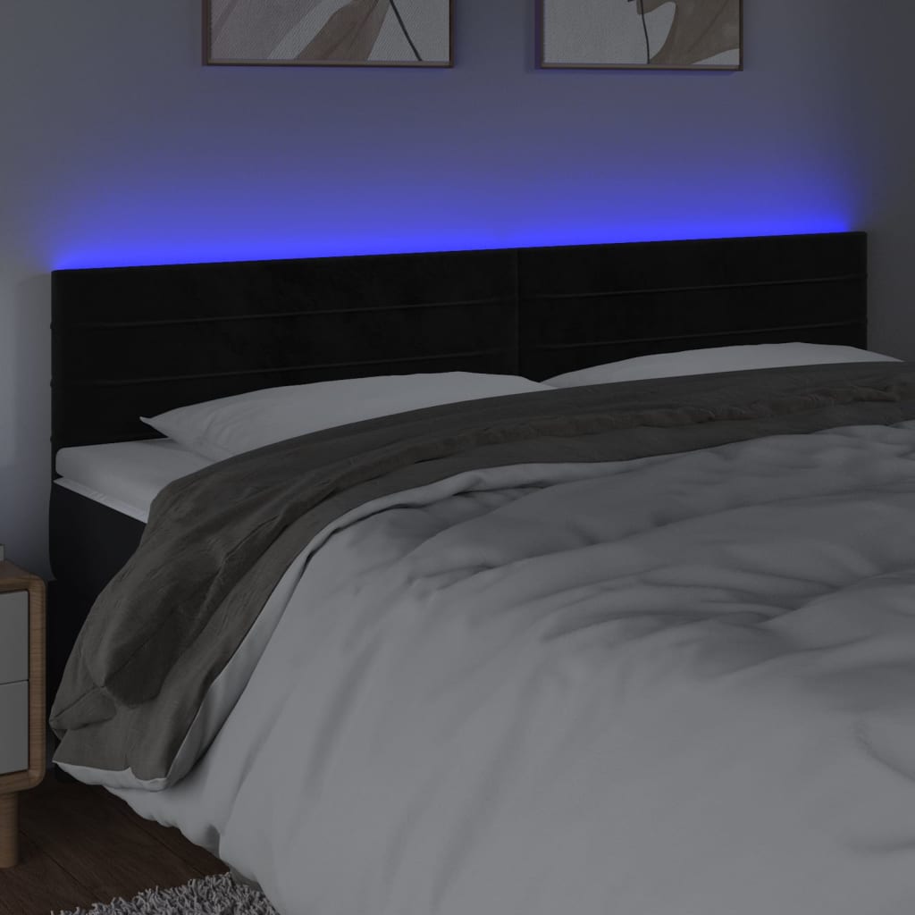 vidaXL Čelo postele s LED černé 160x5x78/88 cm samet