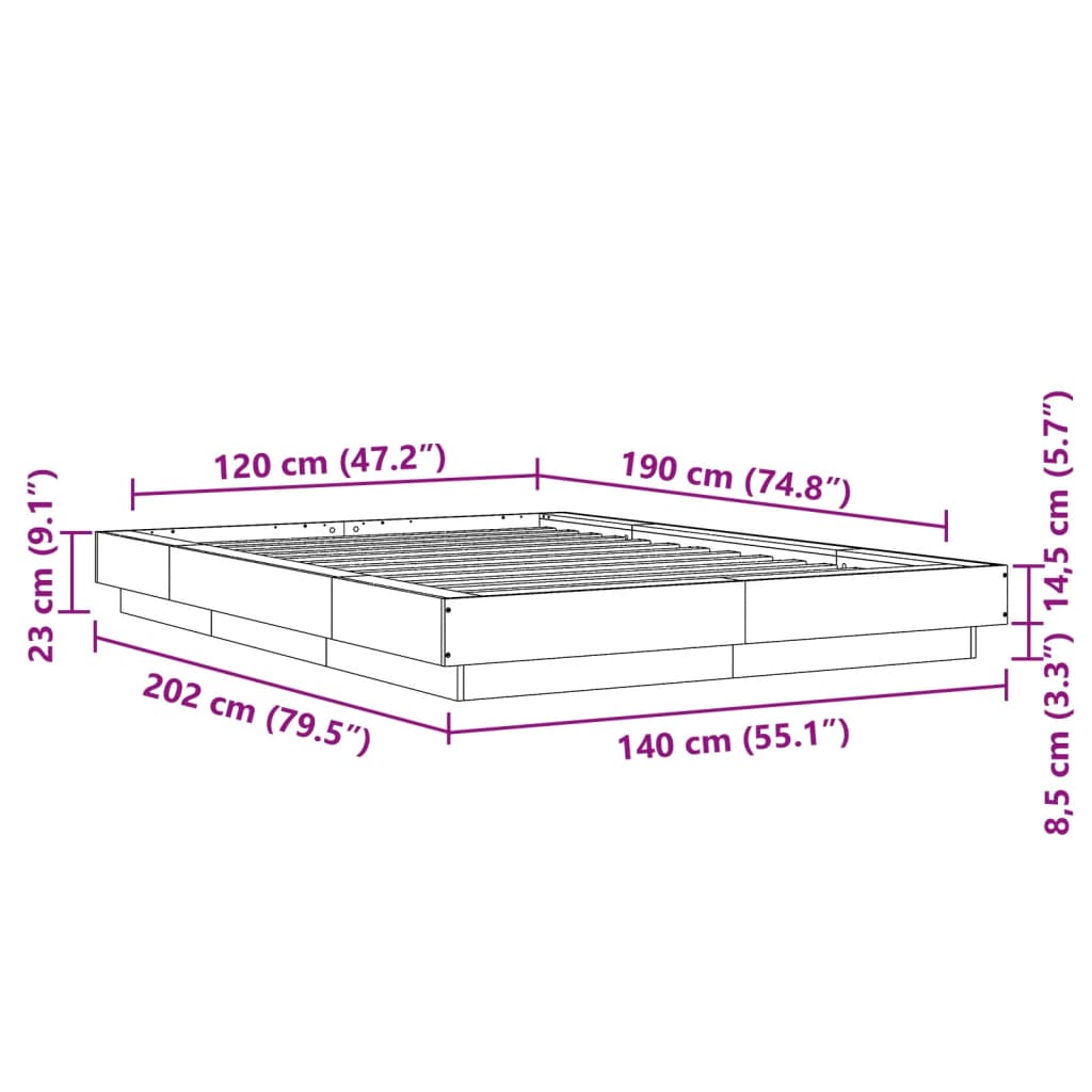 vidaXL Rám postele bílý 120 x 190 cm kompozitní dřevo