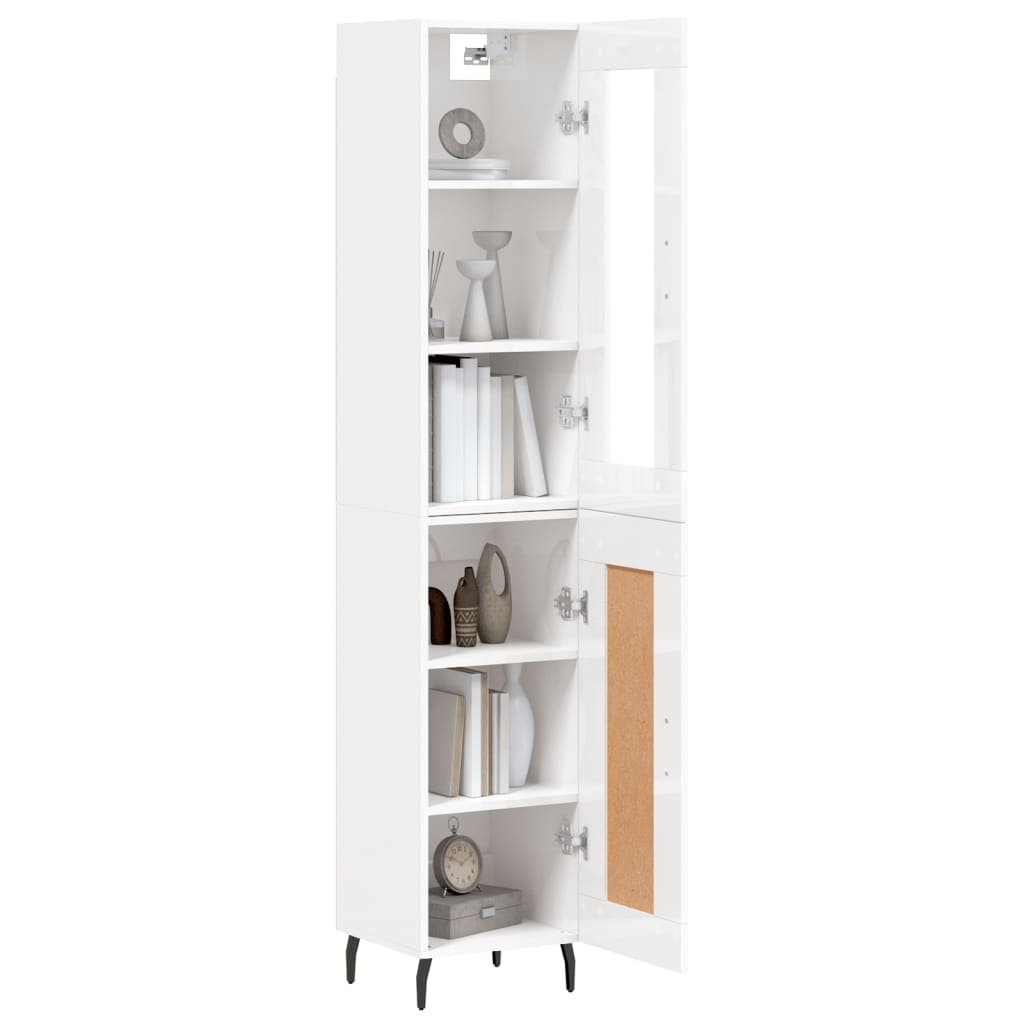 vidaXL Skříň highboard bílá s vysokým leskem 34,5x34x180 cm kompozit