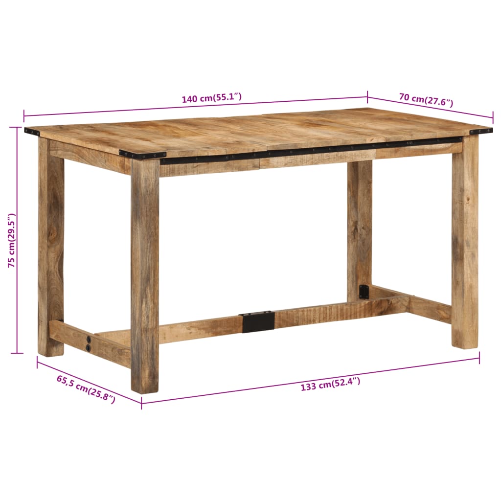 vidaXL Jídelní stůl 140 x 70 x 75 cm masivní mangovníkové dřevo