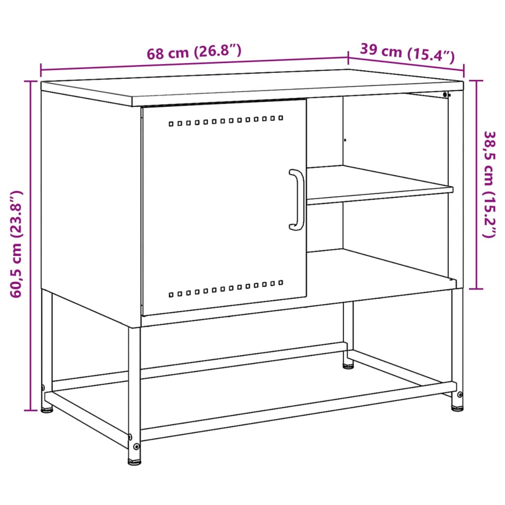 vidaXL TV skříňka olivově zelená 100,5 x 39 x 60,5 cm ocel