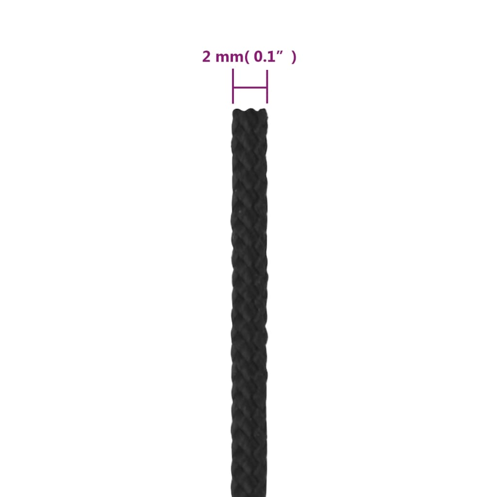vidaXL Lodní lano celočerné 2 mm 25 m polypropylen