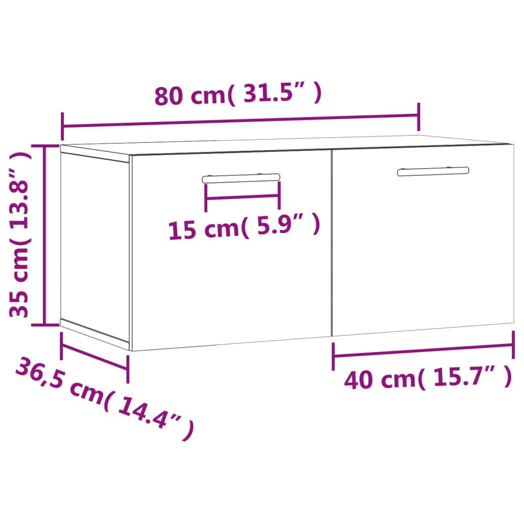 vidaXL Nástěnná skříňka bílá s vysokým leskem 80x36,5x35 cm kompozit