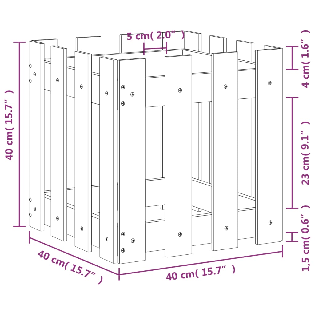 vidaXL Zahradní truhlík plotový design 40x40x40 cm impregnované dřevo