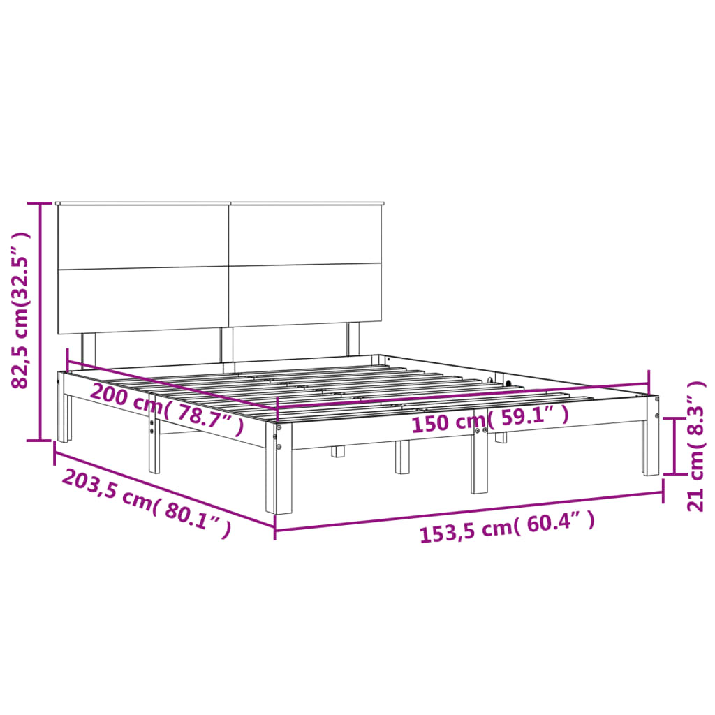 vidaXL Rám postele s čelem bílý King Size masivní dřevo