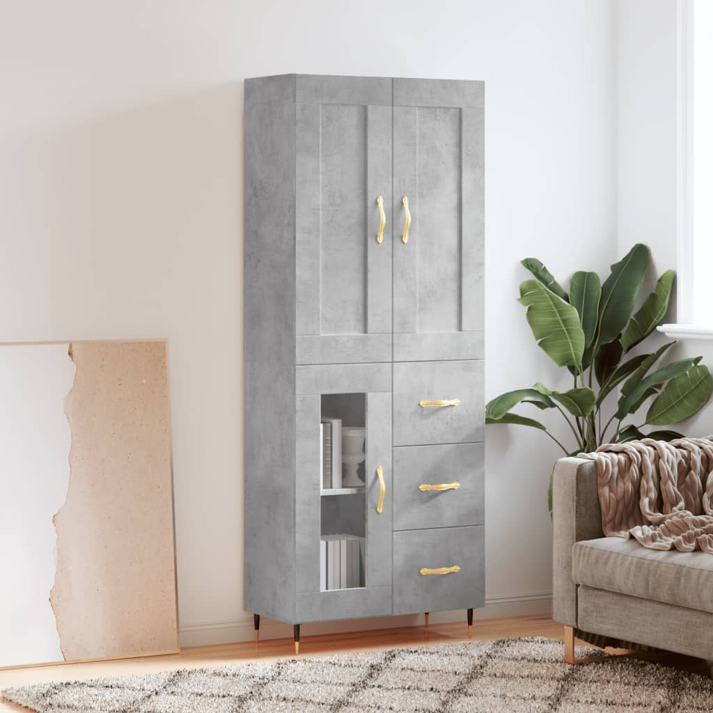 vidaXL Skříň highboard betonově šedá 69,5x34x180 cm kompozitní dřevo