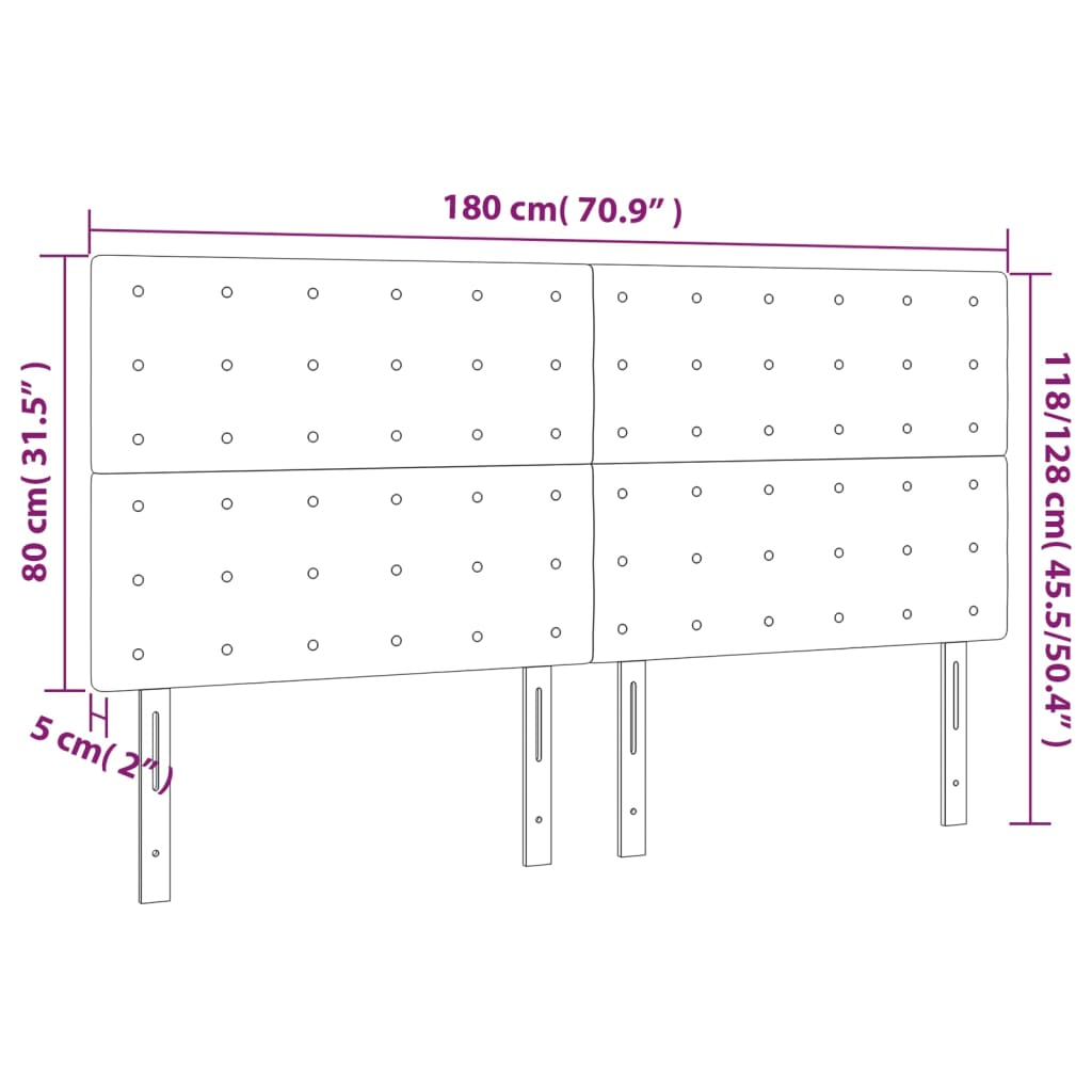 vidaXL Čelo postele s LED modré 180x5x118/128 cm textil