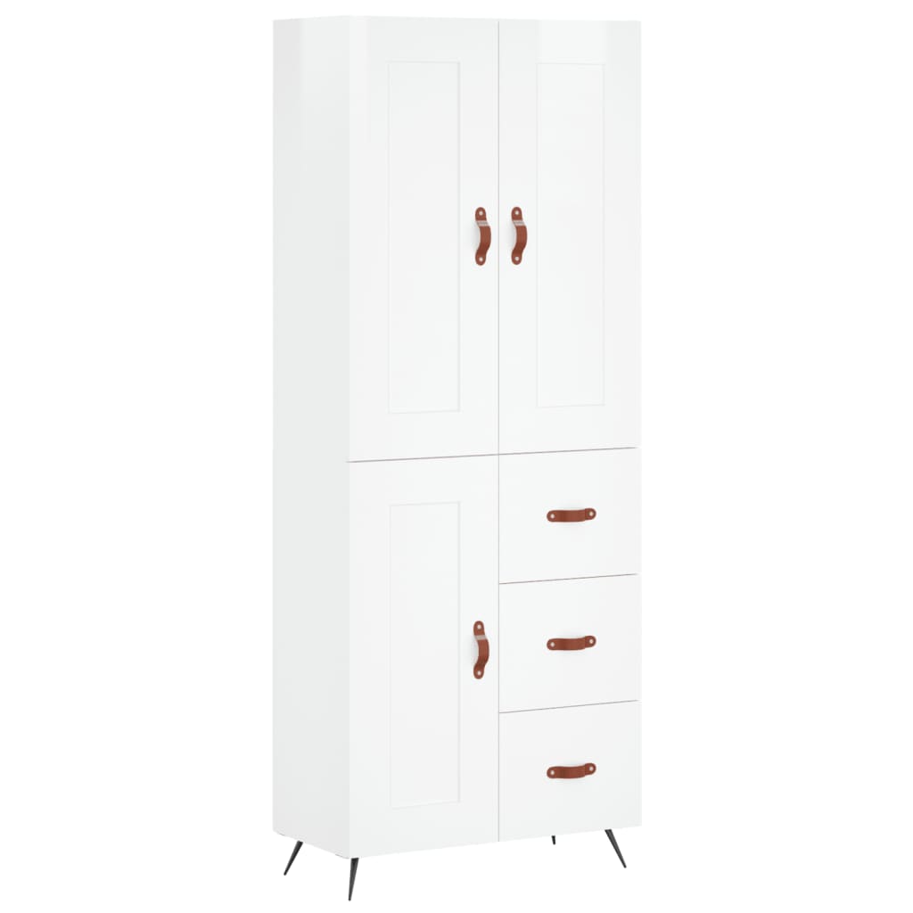 vidaXL Skříň highboard lesklá bílá 69,5 x 34 x 180 cm kompozitní dřevo