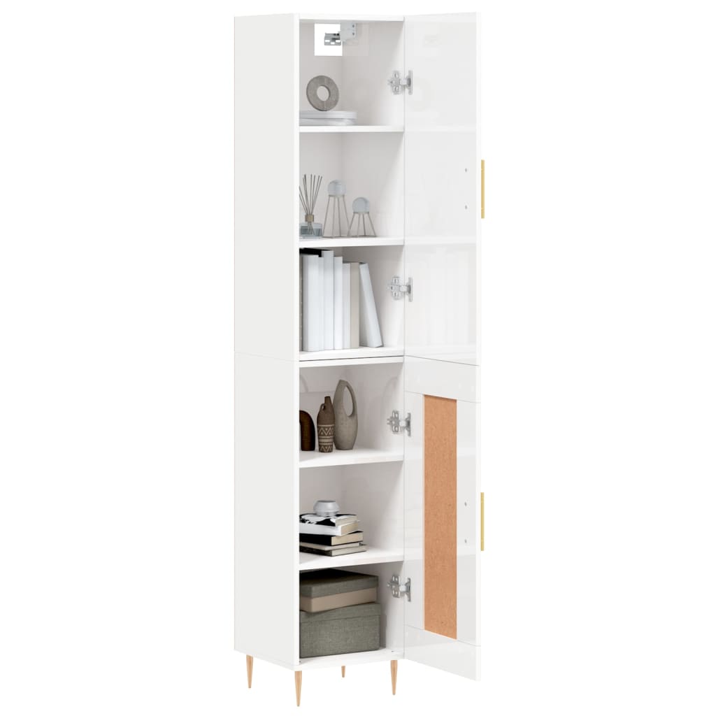 vidaXL Skříň highboard bílá s vysokým leskem 34,5x34x180 cm kompozit