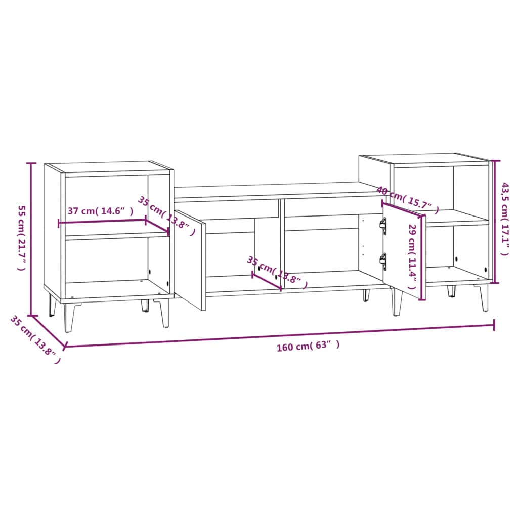 vidaXL TV skříňka dub sonoma 160x35x55 cm kompozitní dřevo