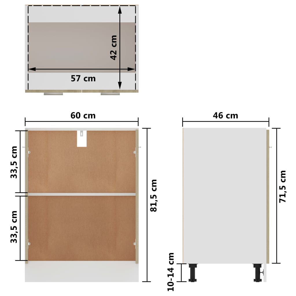 vidaXL Spodní skříňka dub sonoma 60 x 46 x 81,5 cm kompozitní dřevo