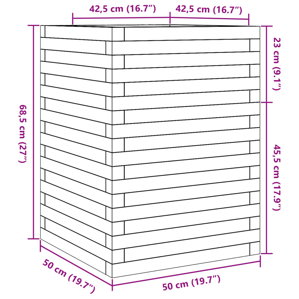 vidaXL Zahradní truhlík 50 x 50 x 68,5 cm impregnované borové dřevo